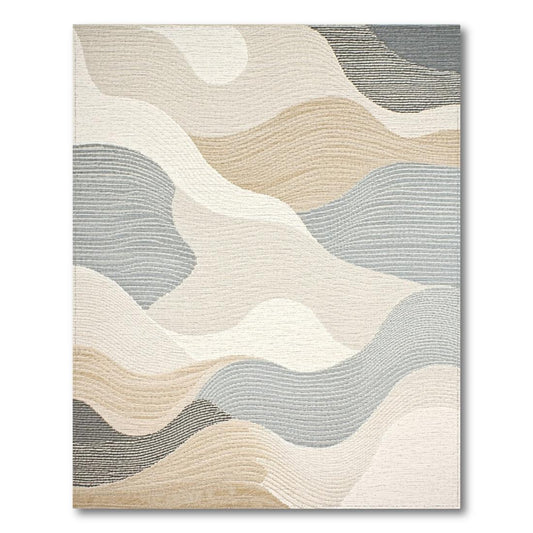 Beige Gray Wavy Serene Rug(Beige)