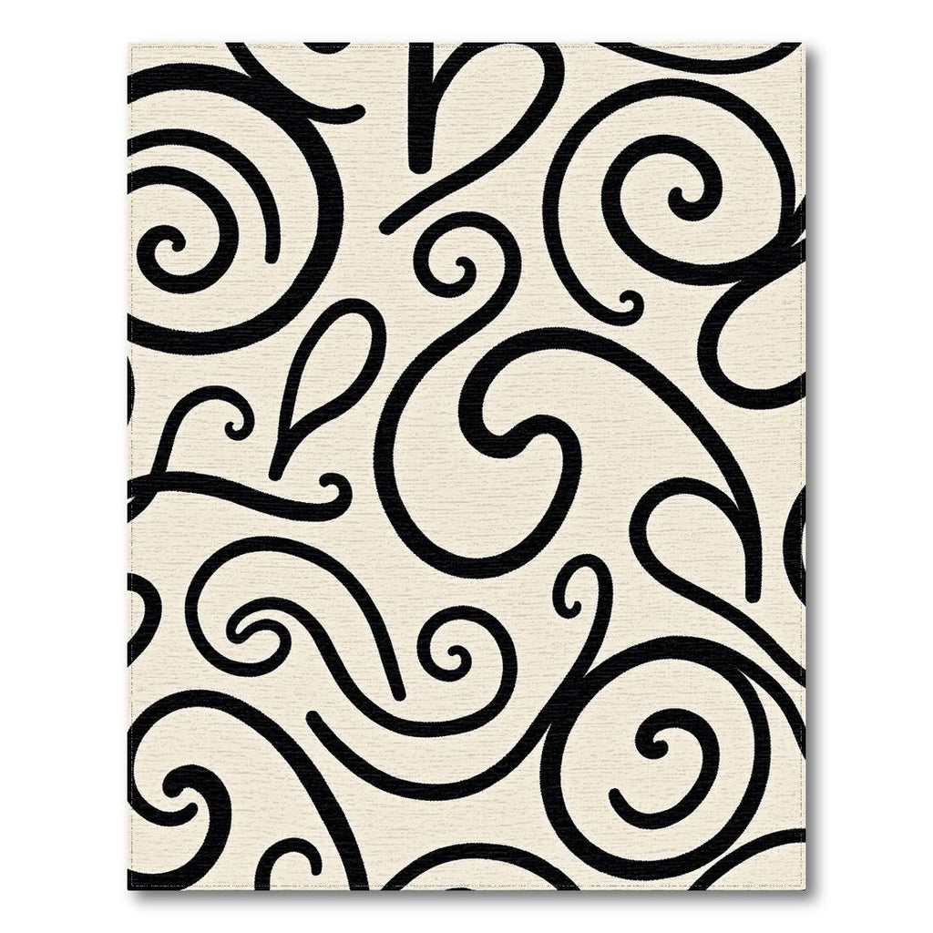 Beige Swirling Curves Elegant Rug