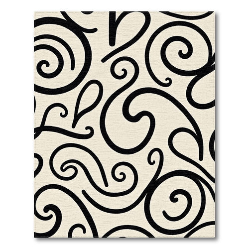 Beige Swirling Curves Elegant Rug