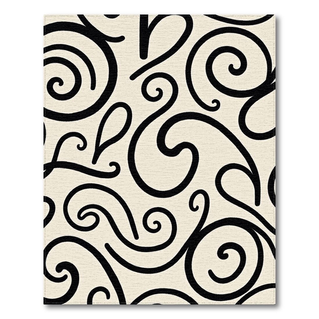 Beige Swirling Curves Elegant Rug