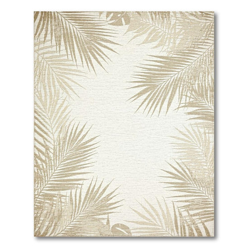 Beige Tropical Leaf Serene Rug(Beige)