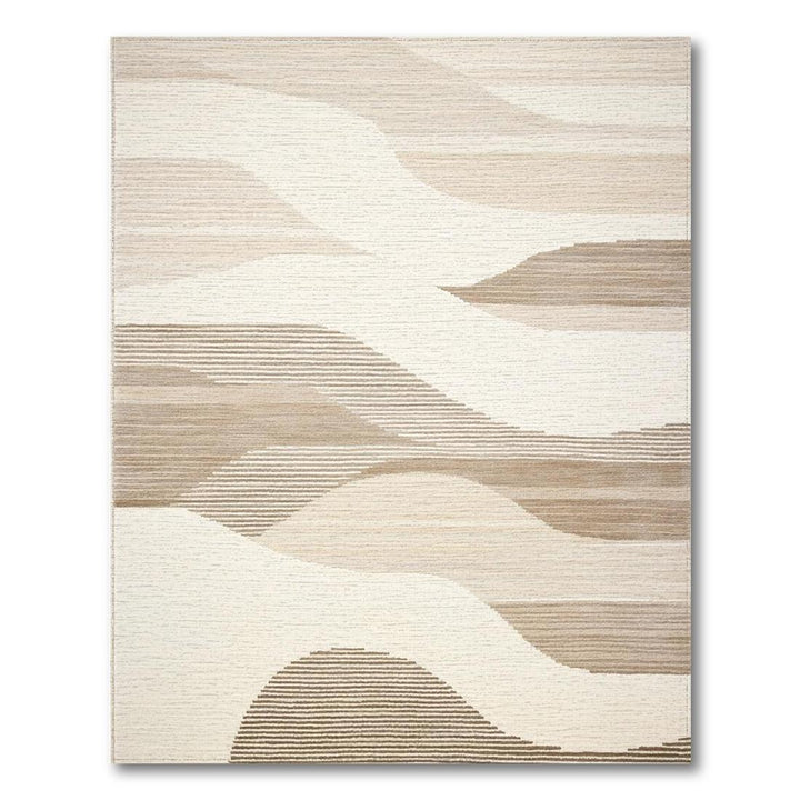 Beige wavy striped serene rug