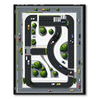 Black-and-White Road Map Playful Rug(Gray)