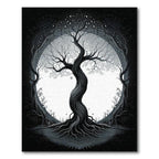 Black-and-white Twisted Tree Mystical Rug(Black)