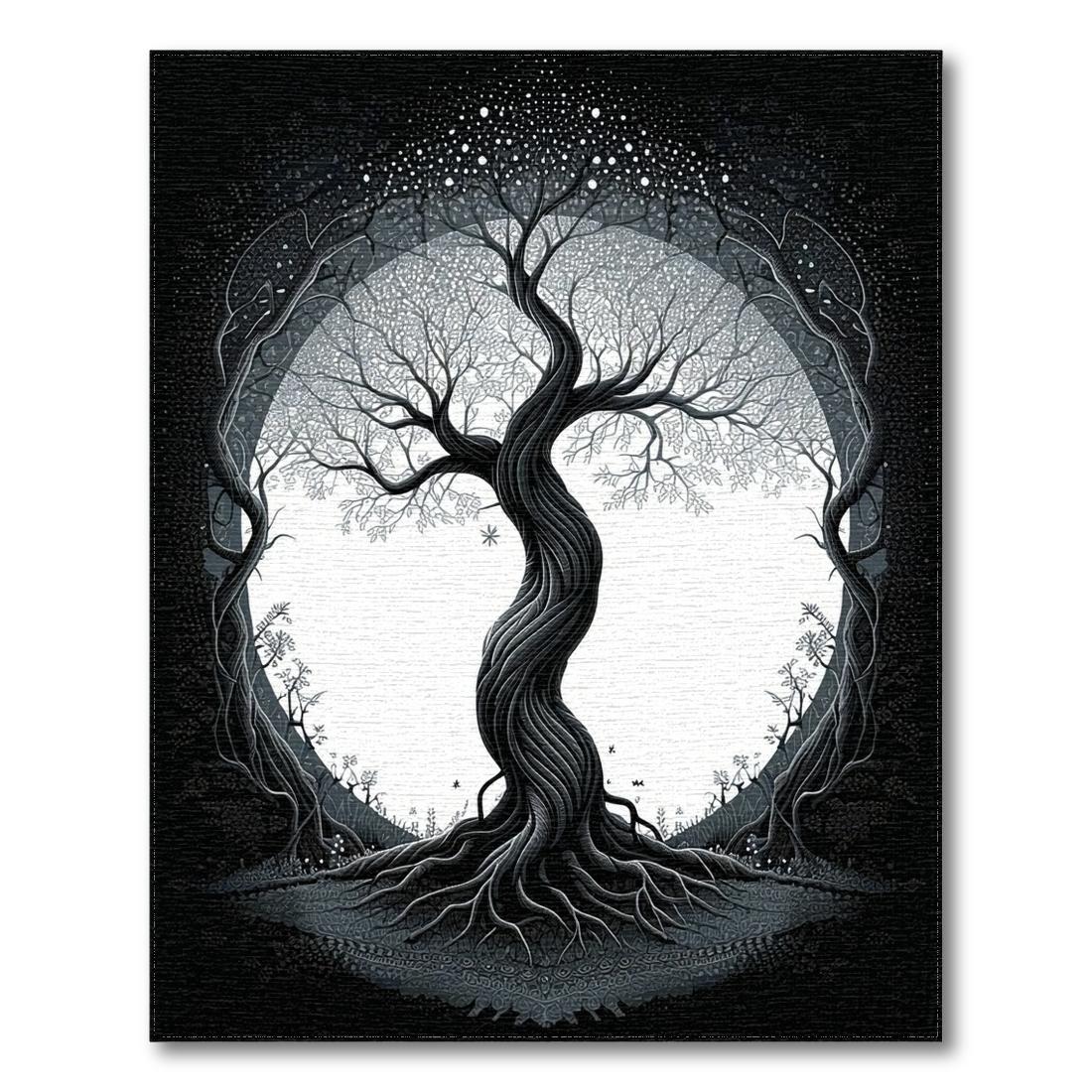 Black-and-white Twisted Tree Mystical Rug(Black)