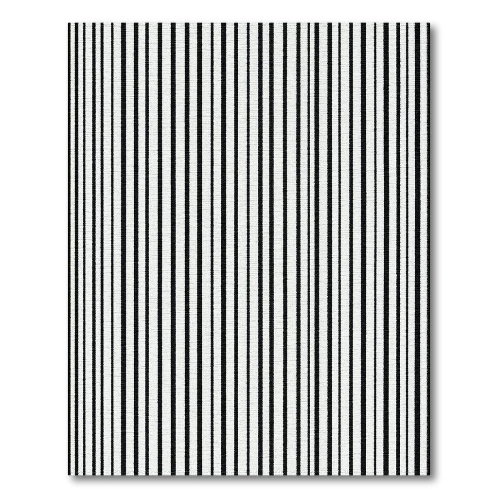 Black and White Vertical Stripes Modern Rug(Black)