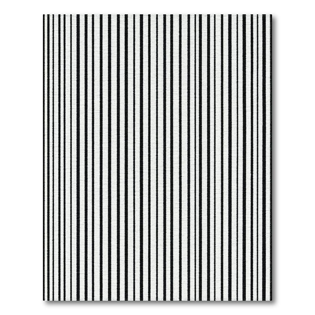 Black and White Vertical Stripes Modern Rug(Black)