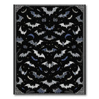 Black Bat-Patterned Mysterious Rug(Black)