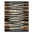 Black Beige Brown Wavy Striped Modern Rug