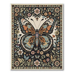 Black Butterfly Floral Whimsical Rug(Black)