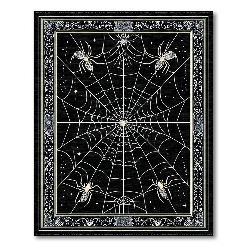 Black Eerie Spider Web Rug(Black)