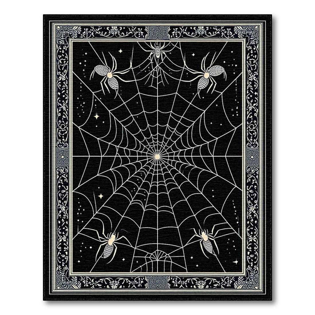 Black Eerie Spider Web Rug(Black)