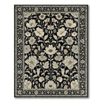 Black Floral Elegant Rug(Black)