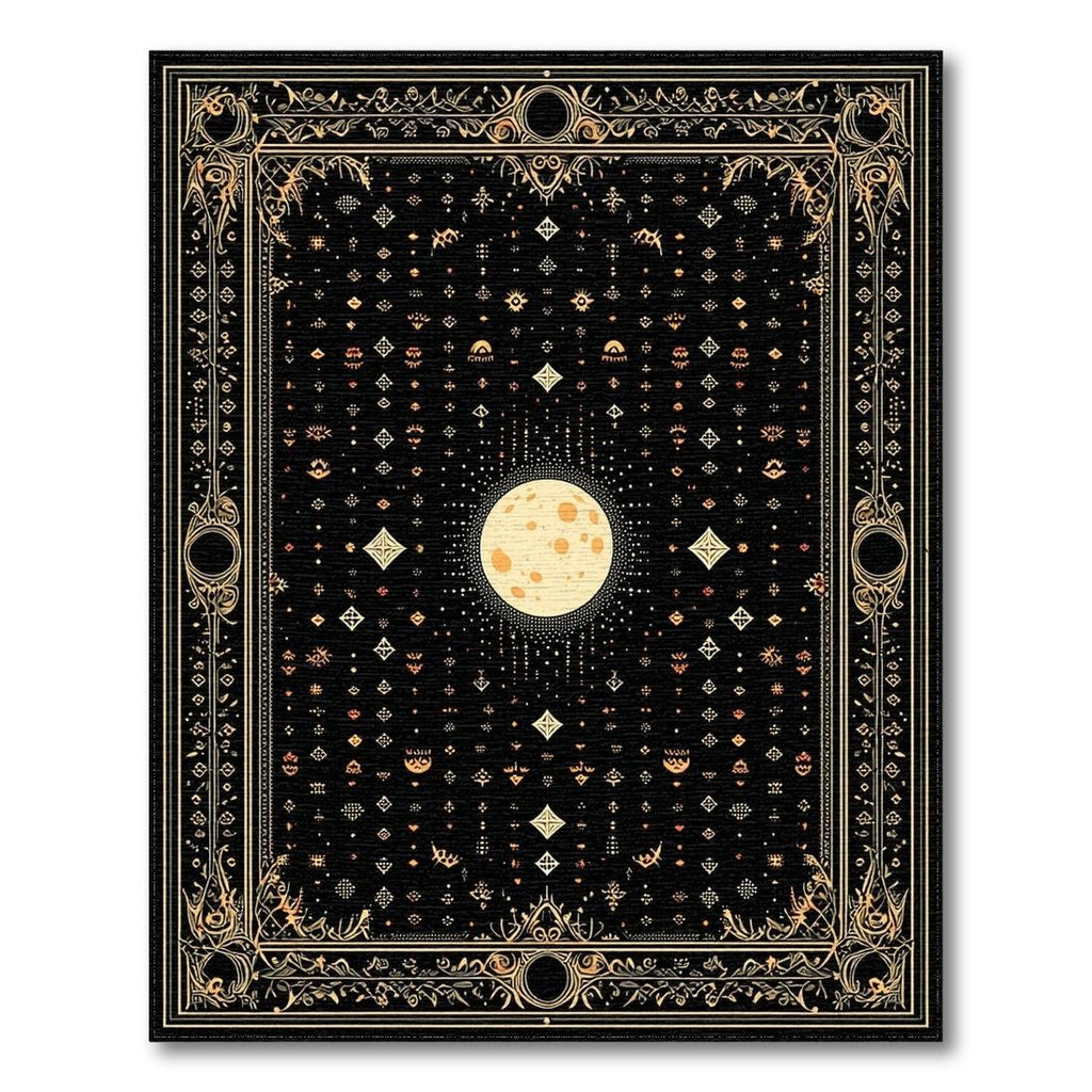 Black Gold Celestial Ethereal Rug(Black)