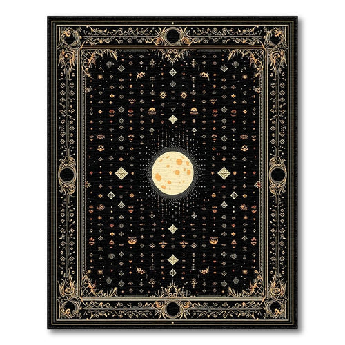 Black Gold Celestial Ethereal Rug(Black)