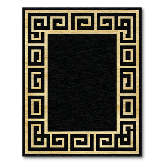 Black & Gold Greek Key Elegant Rug(Gold)