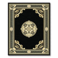 Black Gold Intricate Medallion Sophisticated Rug(Black)