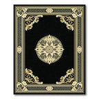 Black Gold Intricate Medallion Sophisticated Rug(Black)