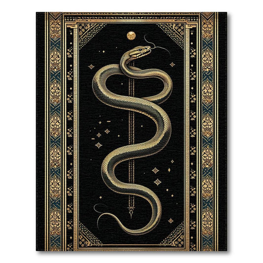 Black & Gold Mystical Snake Rug(Black)