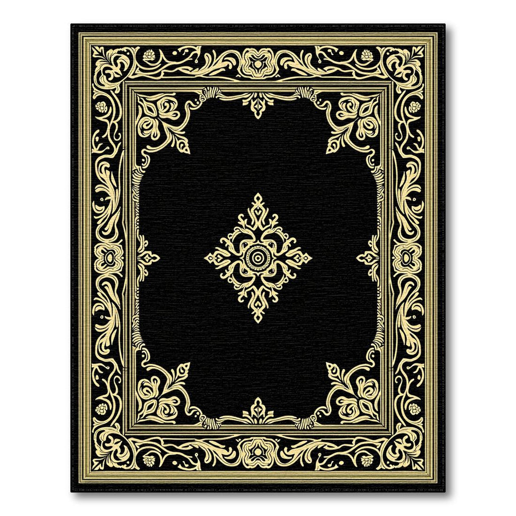 Black Gold Ornate Elegant Rug(Multi)