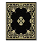 Black Gold Ornate Elegant Rug(Multi)