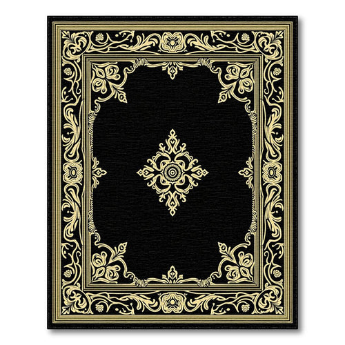 Black Gold Ornate Elegant Rug(Multi)