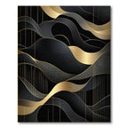 Black Gold Wave Pattern Luxurious Rug