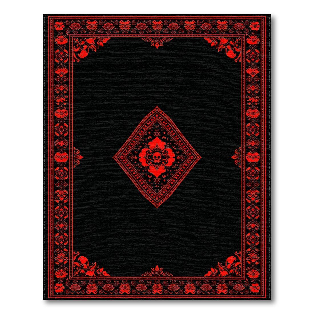 Black Red Ornate Mysterious Rug(Red)