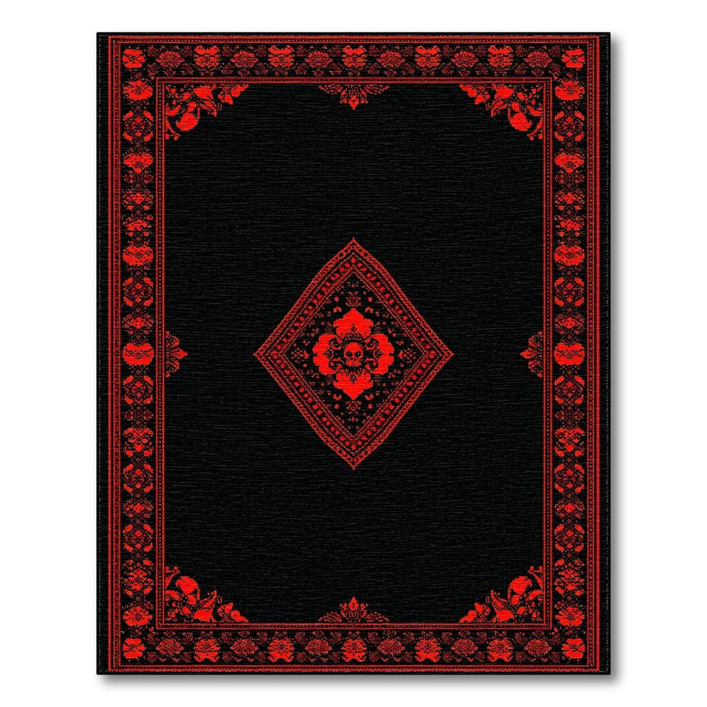 Black Red Ornate Mysterious Rug(Red)