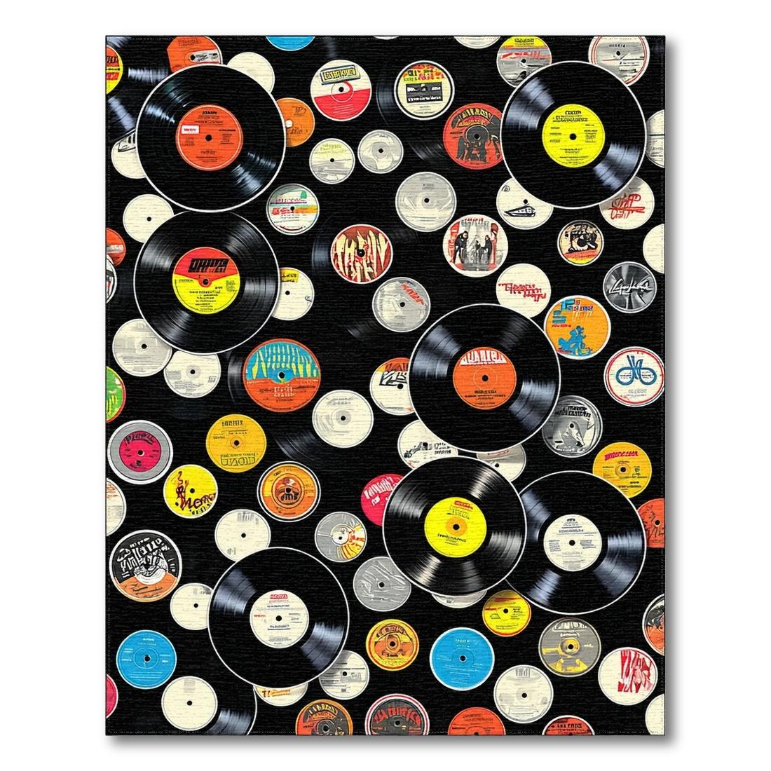 Black Vinyl Record Retro Rug