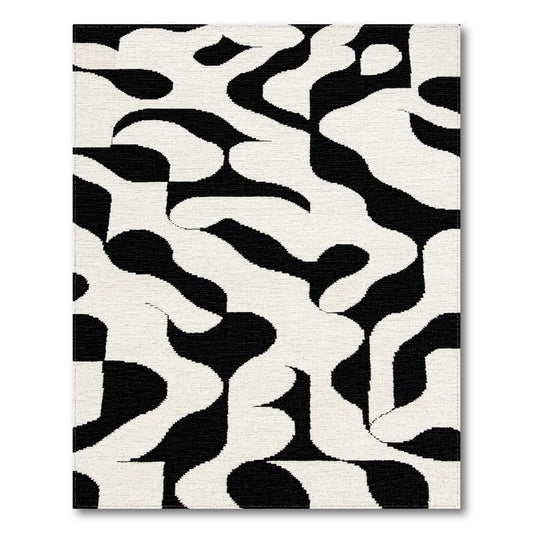 Black & White Abstract Modern Rug(Beige)