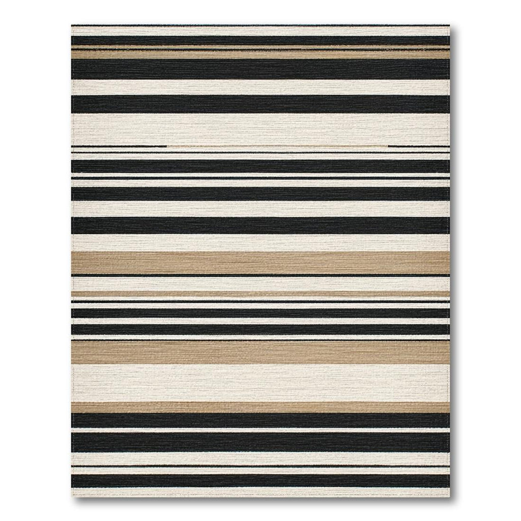 Black White Beige Striped Modern Rug