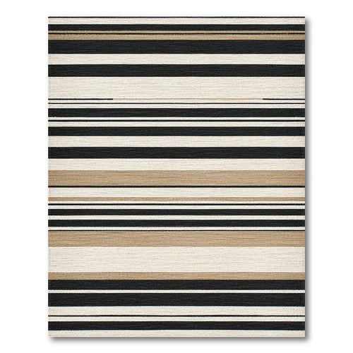 Black White Beige Striped Modern Rug