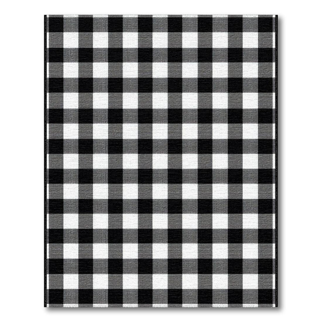 Black White Checkered Modern Rug(Black)