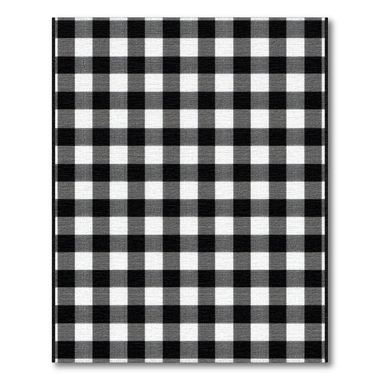 Black White Checkered Modern Rug(Black)