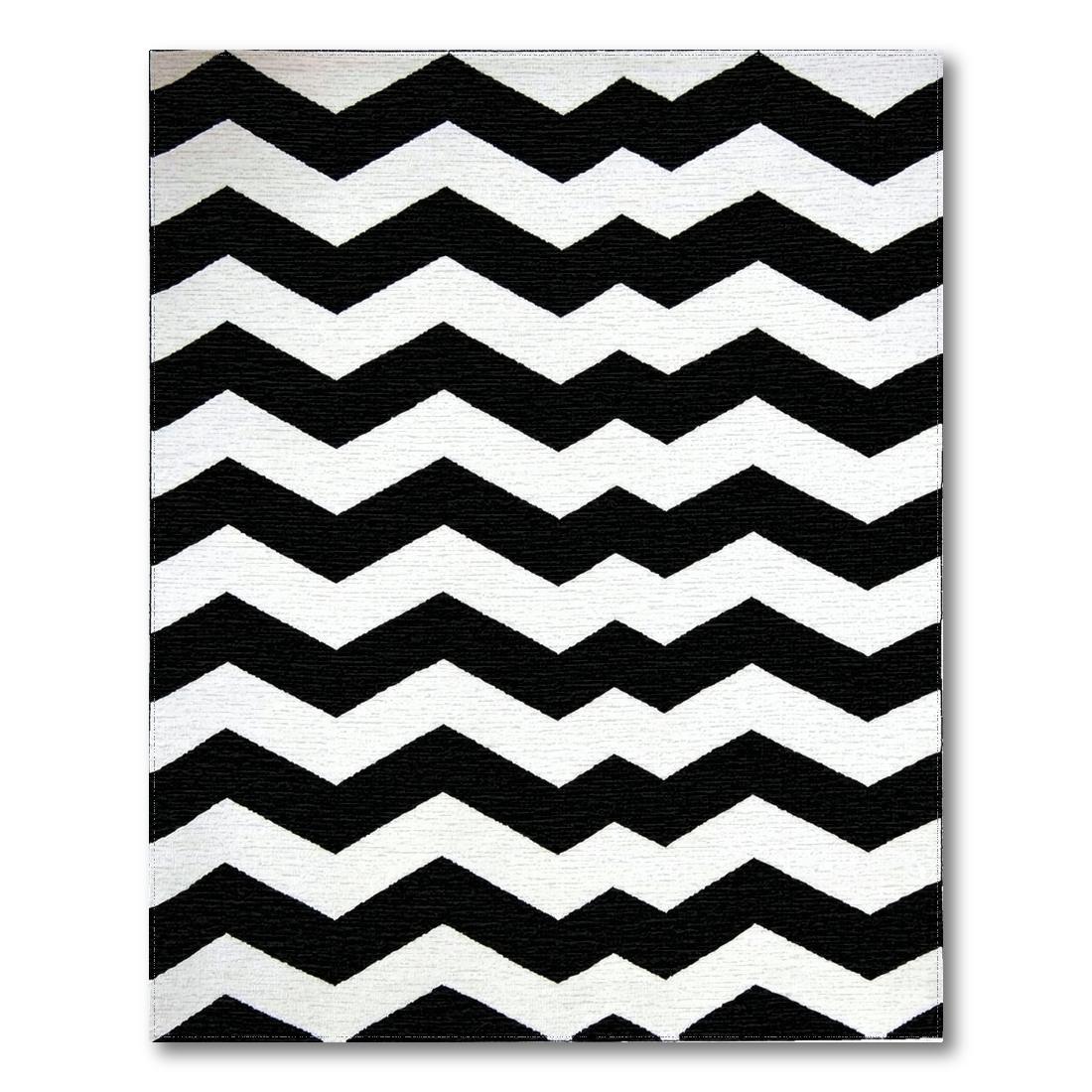 Black White Chevron Modern Rug(Black)