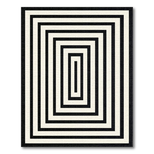 Black & White Concentric Minimalist Rug