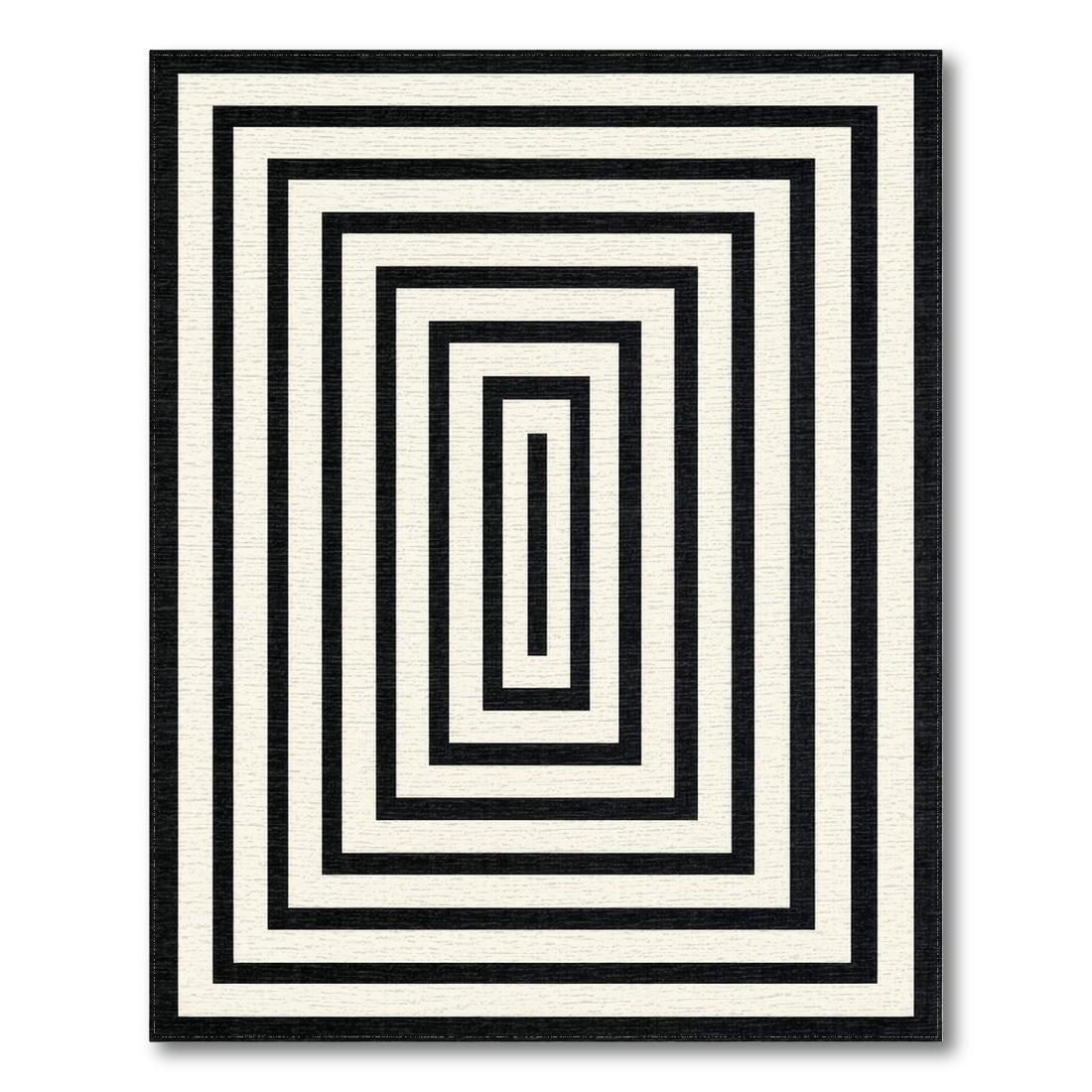 Black & White Concentric Minimalist Rug