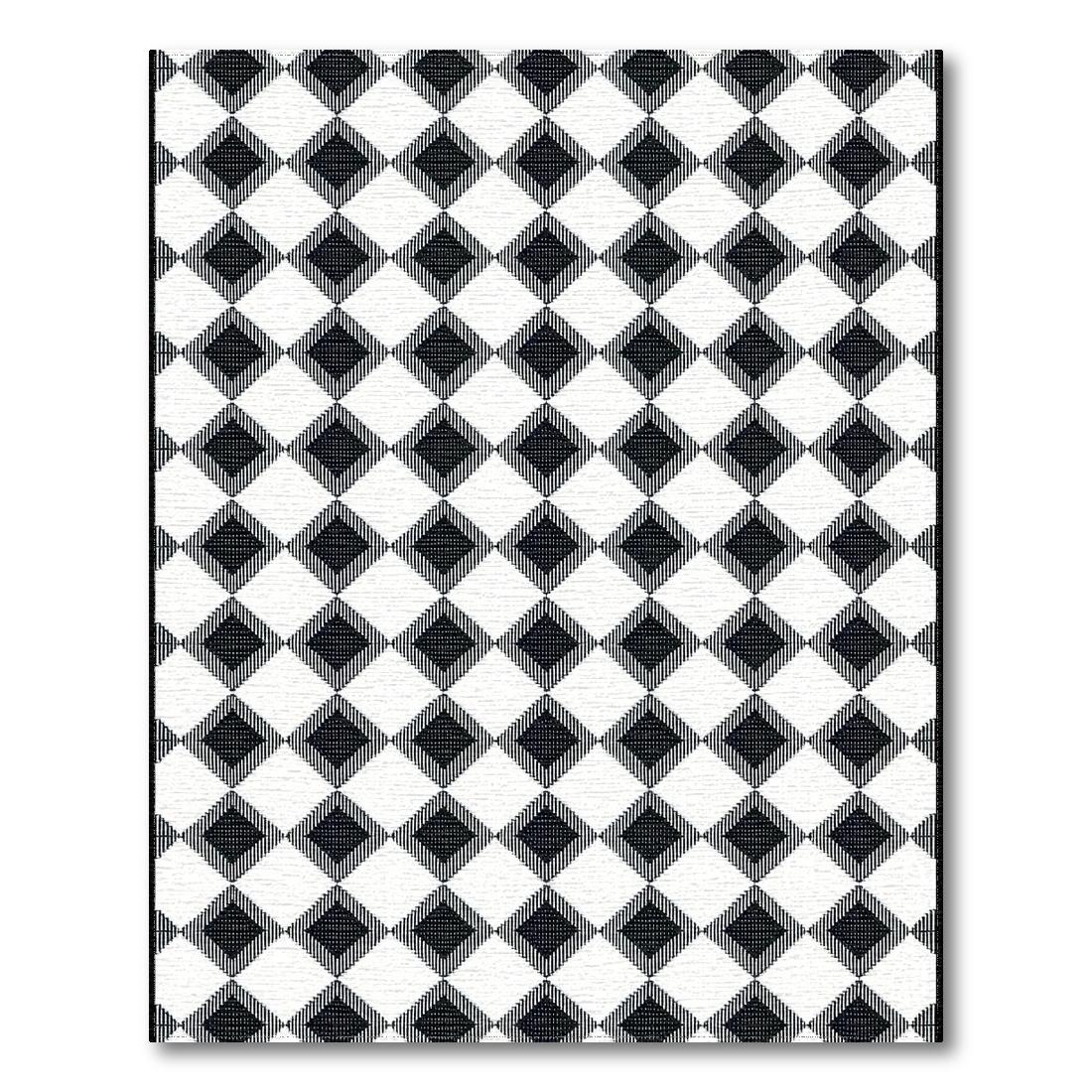 Black & White Diamond Modern Rug(Black)