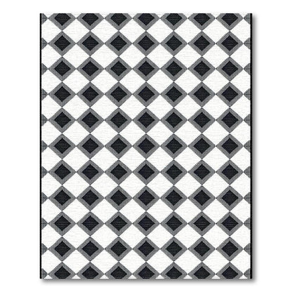 Black & White Diamond Modern Rug(Black)