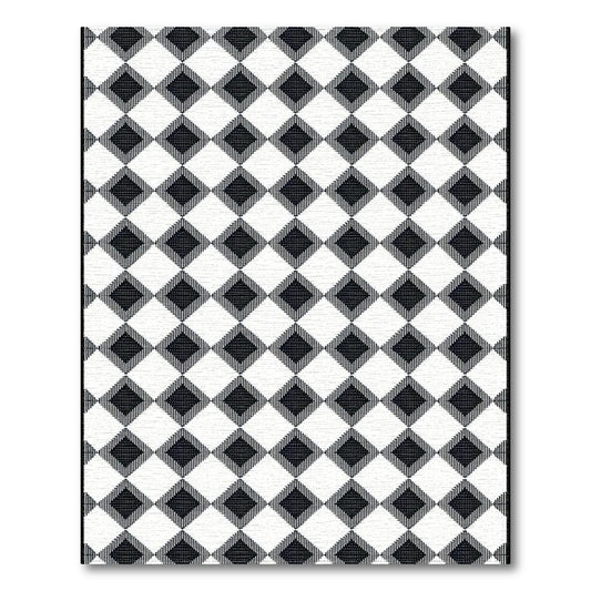 Black & White Diamond Modern Rug(Black)