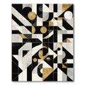 Black White Gold Geometric Modern Rug