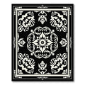 Black & White Ornate Medallion Elegant Rug(Black)