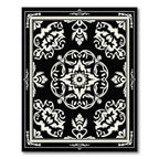 Black & White Ornate Medallion Elegant Rug(Black)