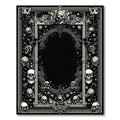 Black & White Skull-Patterned Gothic Rug(Black)