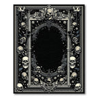 Black & White Skull-Patterned Gothic Rug(Black)