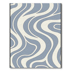 Blue and Cream Flowing Wave Tranquil Rug