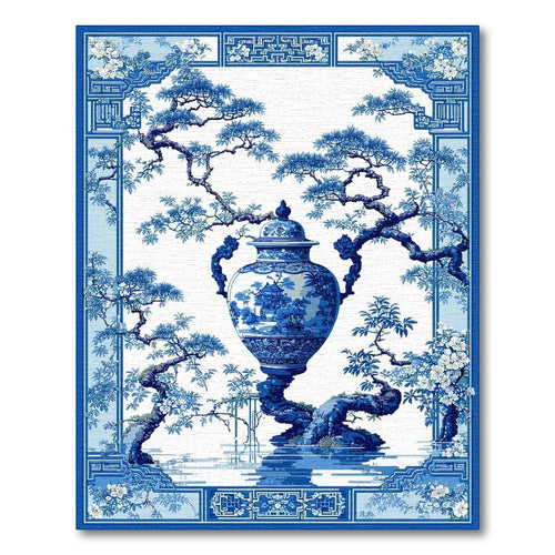 Blue-and-White Intricate Traditional Serene Rug(Blue)
