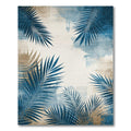 Blue Coastal Palm Leaf Rug