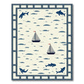 Blue Cream Nautical Playful Rug(Beige)